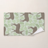 Motif de cerf de forêt feuillage vert marron (Serviette à main)