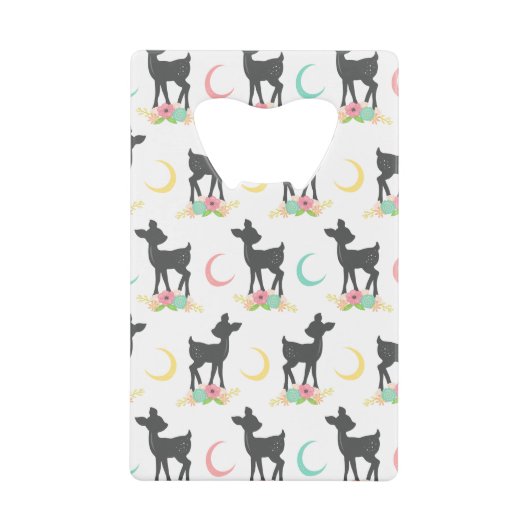 Motif de cerfs, Cerf de bébé, Boho, Fleurs, Lune (Devant)