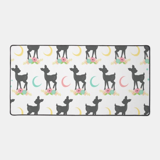 Motif de cerfs, Cerf de bébé, Boho, Fleurs, Lune (Recto)