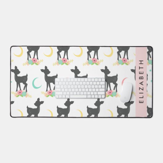 Motif de cerfs, Cerf de bébé, Boho, Fleurs, Votre  (Clavier et souris)