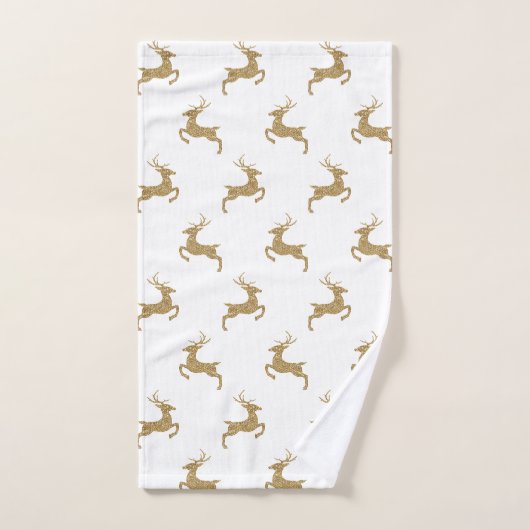 Motif de cerfs en Faux Parties scintillant Jaune T (Serviette à main)