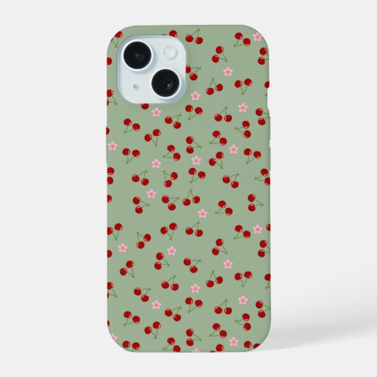Motif de cerises sur fond vert (Verso)
