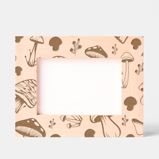 Motif de champignons Cadre photo en bois (Recto)