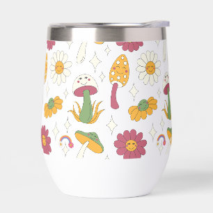 Motif de champignons colorés, arc-en-ciel et margu