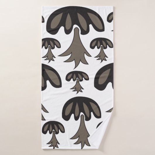 Motif de champignons gris noir (Serviette de bain)