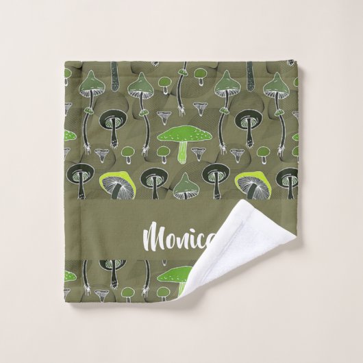 Motif de champignons verts et noirs (Gant de toilette)