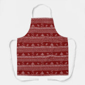 Motif de chandail de rennes de Noël Tablier rouge (Recto)