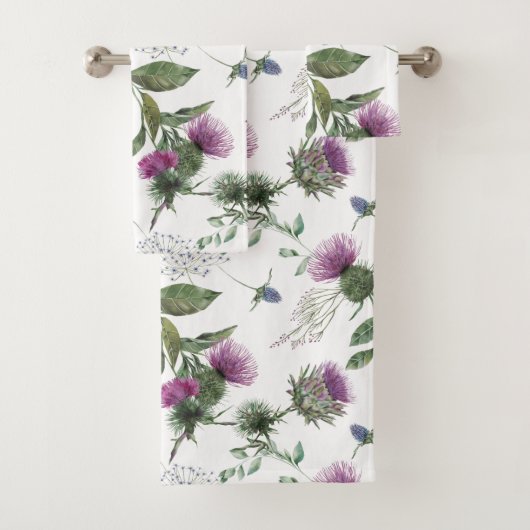 Motif de Chardon Violet Floral (En situation)