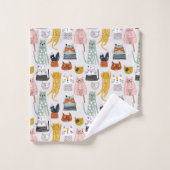 Motif de chat à main mignon Doodle (Gant de toilette)