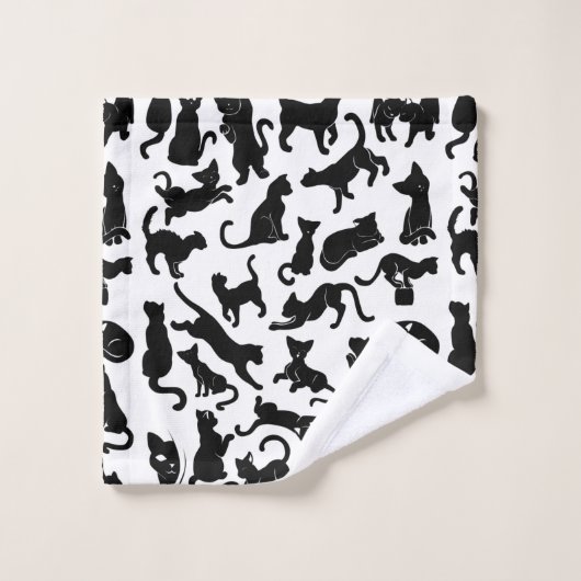Motif de chat noir (Gant de toilette)