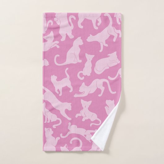 Motif de chat rose (Serviette à main)