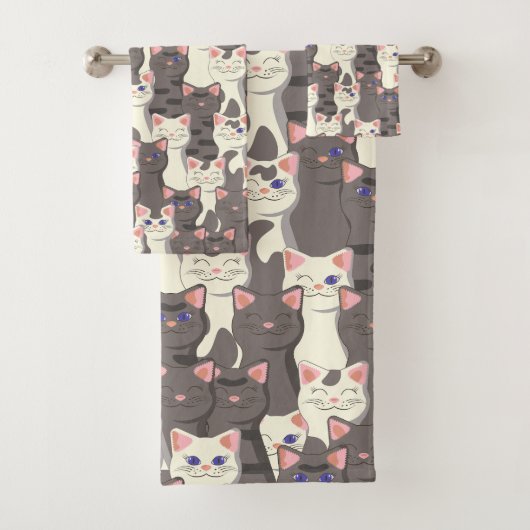 Motif de chats blancs et gris (En situation)