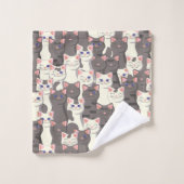 Motif de chats blancs et gris (Gant de toilette)