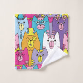 Motif de chats caricaturés aux couleurs pures (Gant de toilette)