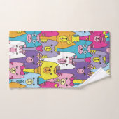 Motif de chats caricaturés aux couleurs pures (Serviette à main)