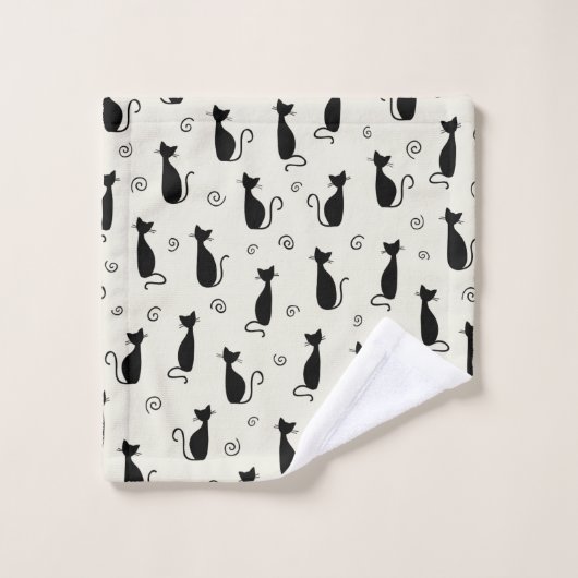 Motif De Chats, Chats Mignons, Chats Noirs, Chaton (Gant de toilette)