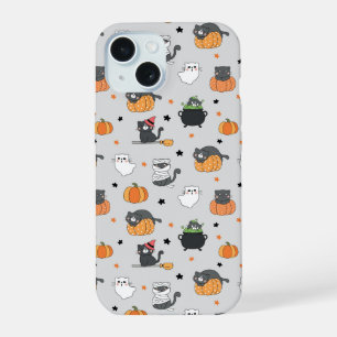 Motif de chats et de fantômes pour Halloween migno