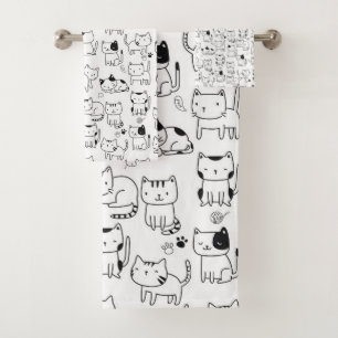 Motif de chats gribouillés mignons