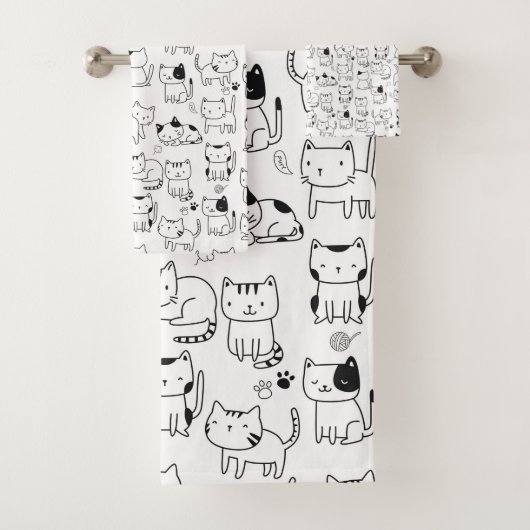 Motif de chats gribouillés mignons (En situation)