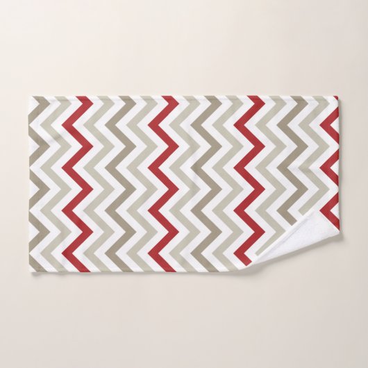 Motif de Chevron blanc gris rouge (Serviette à main)