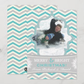 Motif de chevron moderne carte photo plat de Noël (Devant / Derrière)