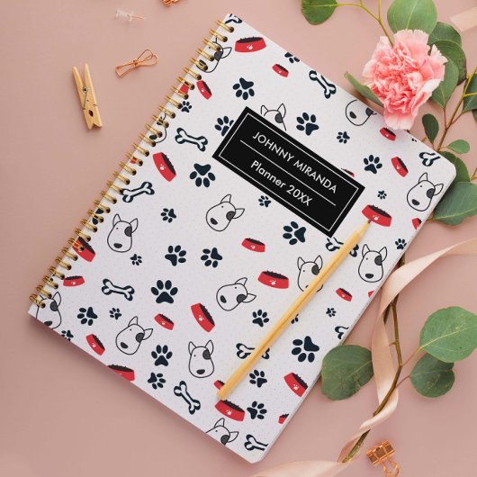 Motif de chien Année et nom blanc