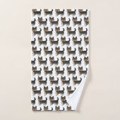 Motif de chien Yorkshire Terrier noir et feu (Serviette à main)