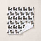 Motif de chien Yorkshire Terrier noir et feu (Gant de toilette)