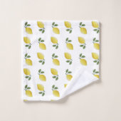 Motif de citron jaune sur fond blanc (Gant de toilette)