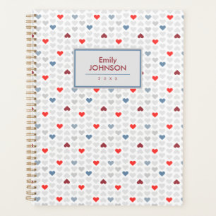 Motif de cœur rouge bleu gris