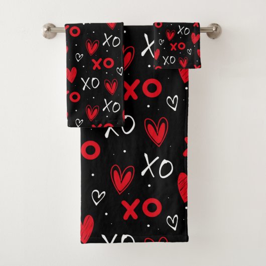 Motif de cœur XO rouge et noir ludique sur fond no (En situation)