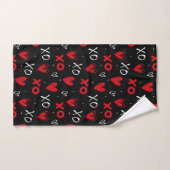 Motif de cœur XO rouge et noir ludique sur fond no (Serviette à main)