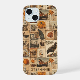 Motif de collage d'automne vintage Éphémère rust