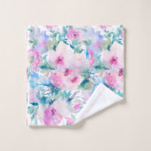 Motif de collage de fleurs rose et bleue (Gant de toilette)