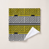 Motif de conception de clé grecque en frise jaune (Gant de toilette)