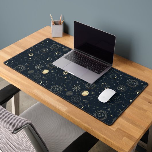 Motif de constellation d'étoile d'or bleu minuit (Bureau 2)