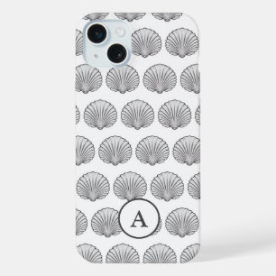 Motif de coquillages monogrammes gris minimal