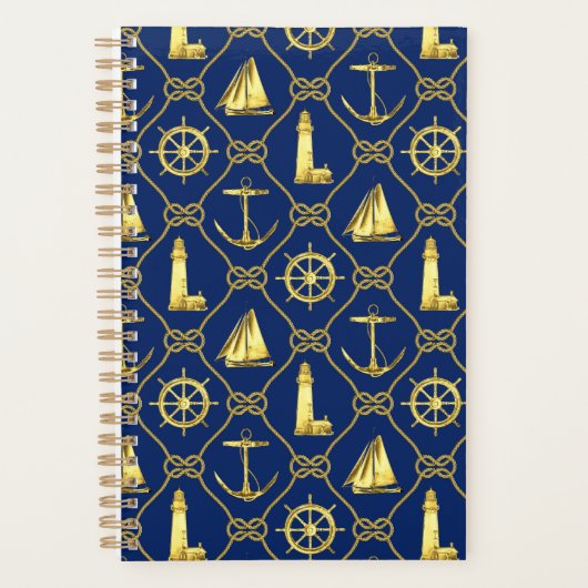 Motif de cordes nautiques or et bleu (Devant)