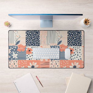 Motif de courtepointe en patchwork floral Navy Cor