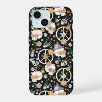 Motif de crânes et de fleurs d'Halloween hippie