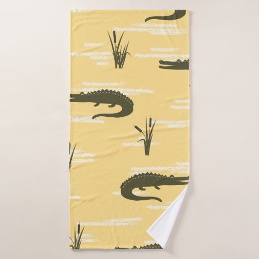 Motif de crocodiles sans couture. Rangeur jaune vi (Serviette de bain)