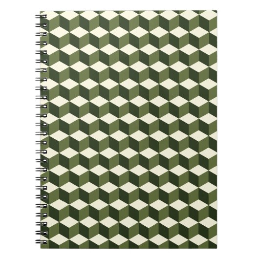 Motif de cube isométrique vert | carnet en spirale (Devant)