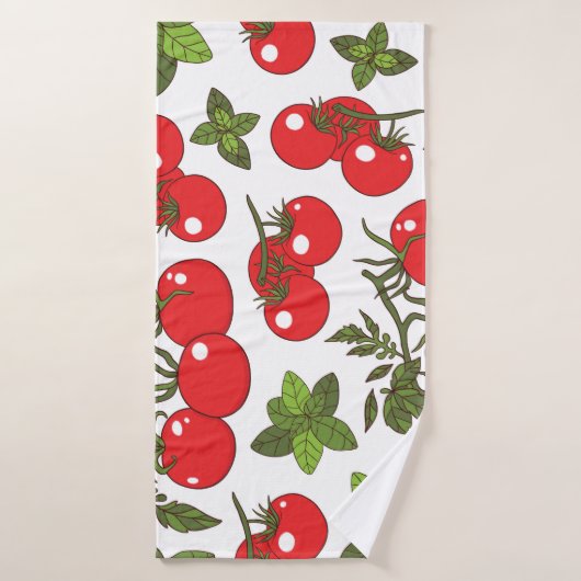 Motif de cuisine sans couture Tomato Basil (Serviette de bain)