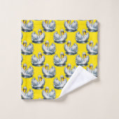 Motif de cygnes sur fond jaune (Gant de toilette)