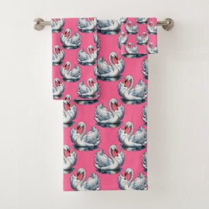 Motif de cygnes sur fond rose