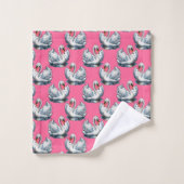 Motif de cygnes sur fond rose (Gant de toilette)