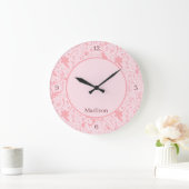 Motif de Damas Floral rose Grande horloge (Maison)