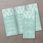 Motif de Damas Vintage bleu glace avec finition gr<br><div class="desc">Un design de petite entreprise avec une zone pour le nom de l'entreprise et les coordonnées sur le devant. Il comprend également une place à l'intérieur de la publicité pour ajouter un service de liste ou une liste de prix. Il est mis en place pour que vous puissiez plier la...</div>