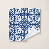 Motif de damassé d'Ikat - bleu et blanc de cobalt (Gant de toilette)