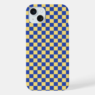 Motif de damier jaune beurre et bleu
